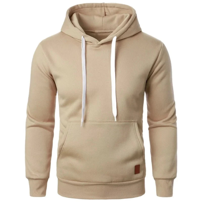 Mens Casual Hooded Collar Drawstring Hoodies Sweatshirts Long Sleeve Shirts Outdoor Streetwear Solid Color Lightweight Pullover Econic Blanks