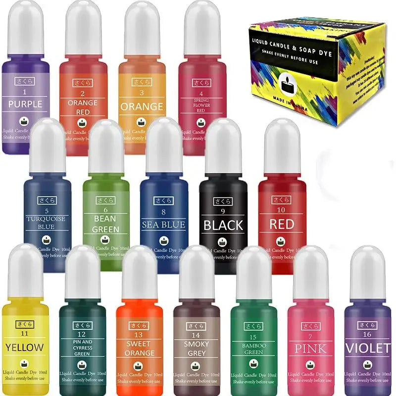 Candle Dyes Kit Liquid Colorant Pigment Set DIY Candle Making Supplies Aromatherapy Soap Soy Wax Dye Candle Mold Coloring Econic Blanks