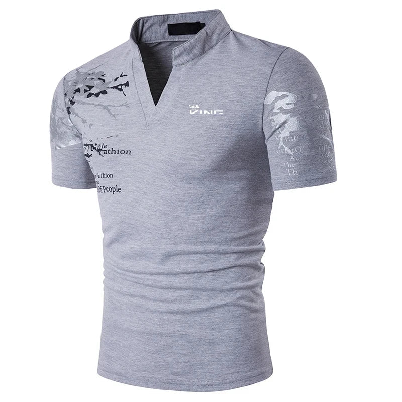 Men's Polo Shirt Golf Shirt Graphic Prints V Neck Outdoor Street Short Sleeves Print Clothing Sports Fashion Streetwear Designer Quick Pick Grocers