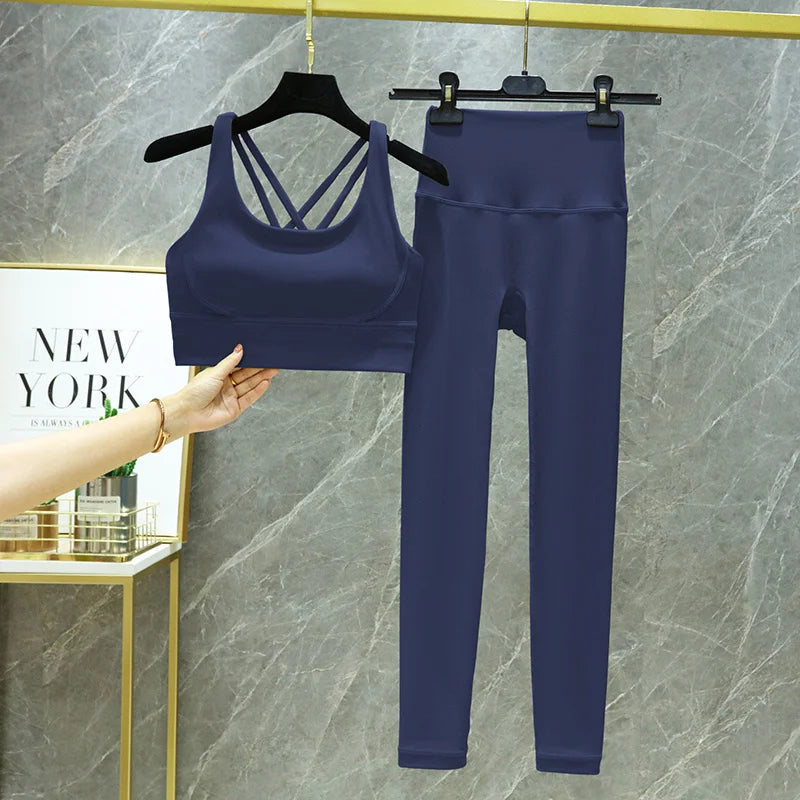 TRY TO BN Women's Tracksuit Yoga Sets Fitness Leggings Sports Bra Naked Sportwear Breathable Workout Two Pieces Suit Gym Clothes Quick Pick Grocers