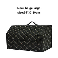 Car Trunk Organizer Box, Large Capacity, Auto Multiuse Tools, Storage Bag, Stowing, Tidying, Leather, Folding for Emergency Quick Pick Grocers