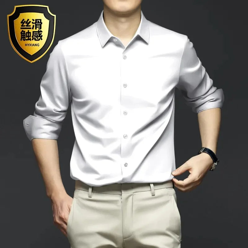 S-5XL Men's Shirt Long Sleeve Non iron Wrinkle Resistant Business Dress High end Professional Casual Suit White Shirt Quick Pick Grocers