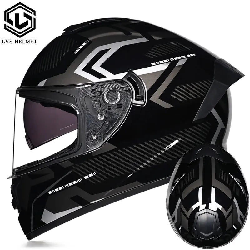 Full Face Racing Helmets Winter Warm Double Visor Motorcycle Helmet Motorbike Sports helmet LVS-701