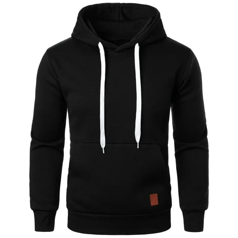 Mens Casual Hooded Collar Drawstring Hoodies Sweatshirts Long Sleeve Shirts Outdoor Streetwear Solid Color Lightweight Pullover Econic Blanks