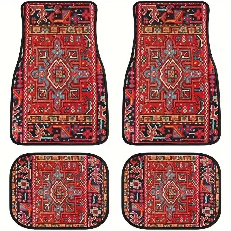 Car Floor Carpet Set of 4 Piece Persian Rug Design Auto Interior Floor Mats Durable Front & Rear Carpets for Car Truck S Quick Pick Grocers