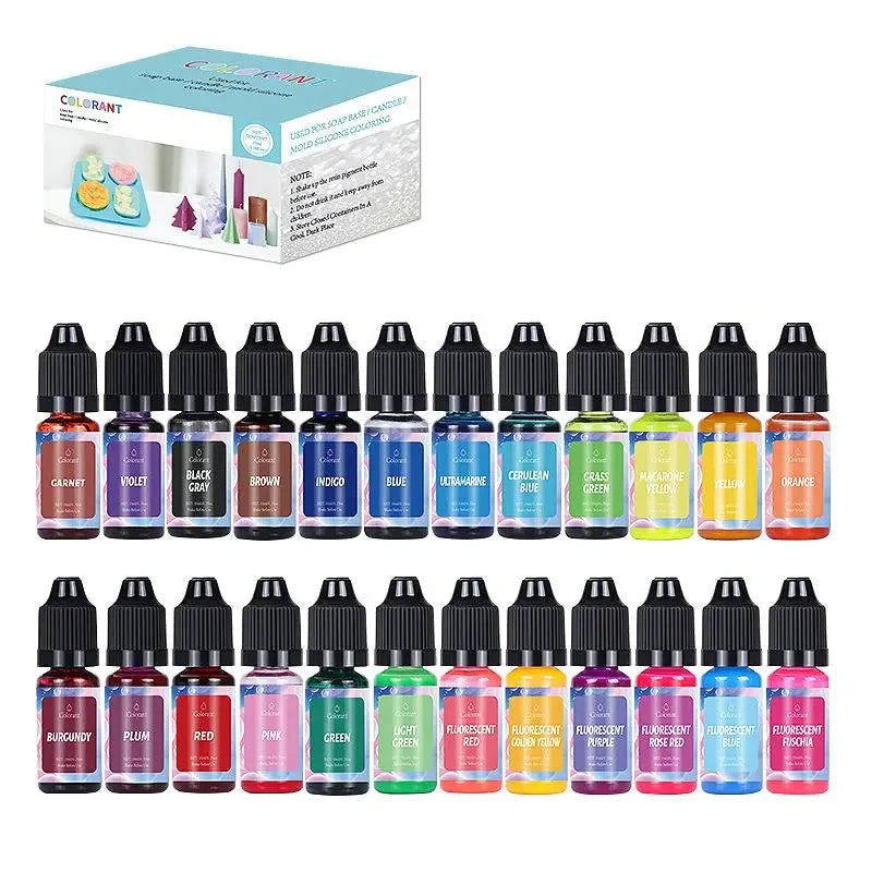 Candle Dyes Kit Liquid Colorant Pigment Set DIY Candle Making Supplies Aromatherapy Soap Soy Wax Dye Candle Mold Coloring Econic Blanks