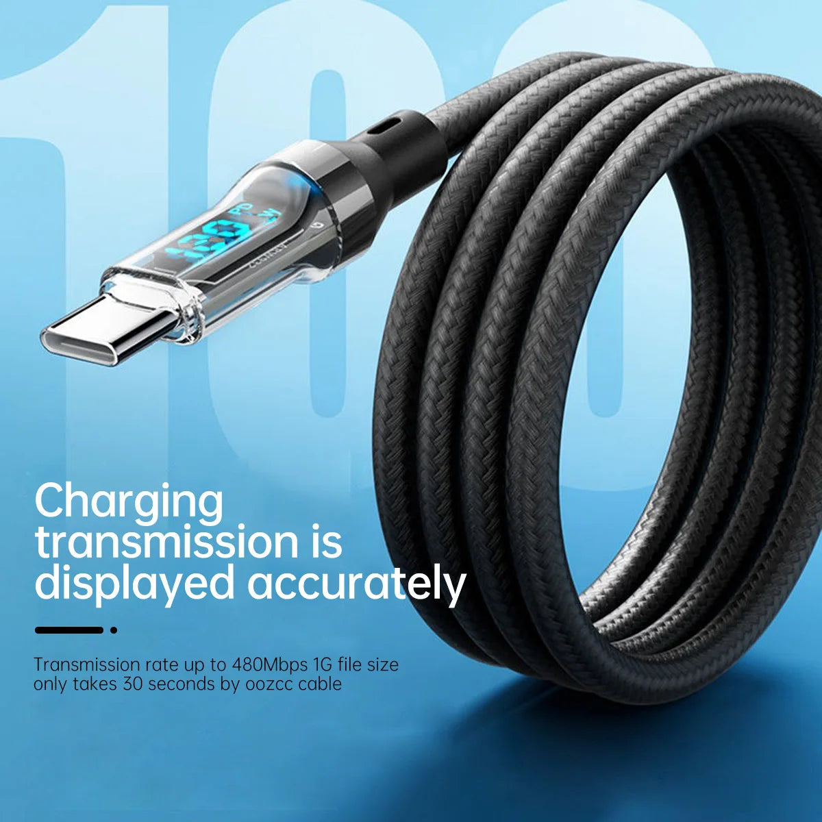 OOZCC LCD Watt Display Cable, Max 120W Super Fast Charging USB Type C Cable Data Transfer, USB A to Lightning for IPhone14 Pro Quick Pick Grocers