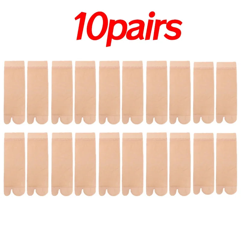 Two Toed Crystal Silk Socks Clear White Black Breathable Cool Stockings Unisex Japanese Men Women Summer Ultra-Thin Tabi Socks Quick Pick Grocers