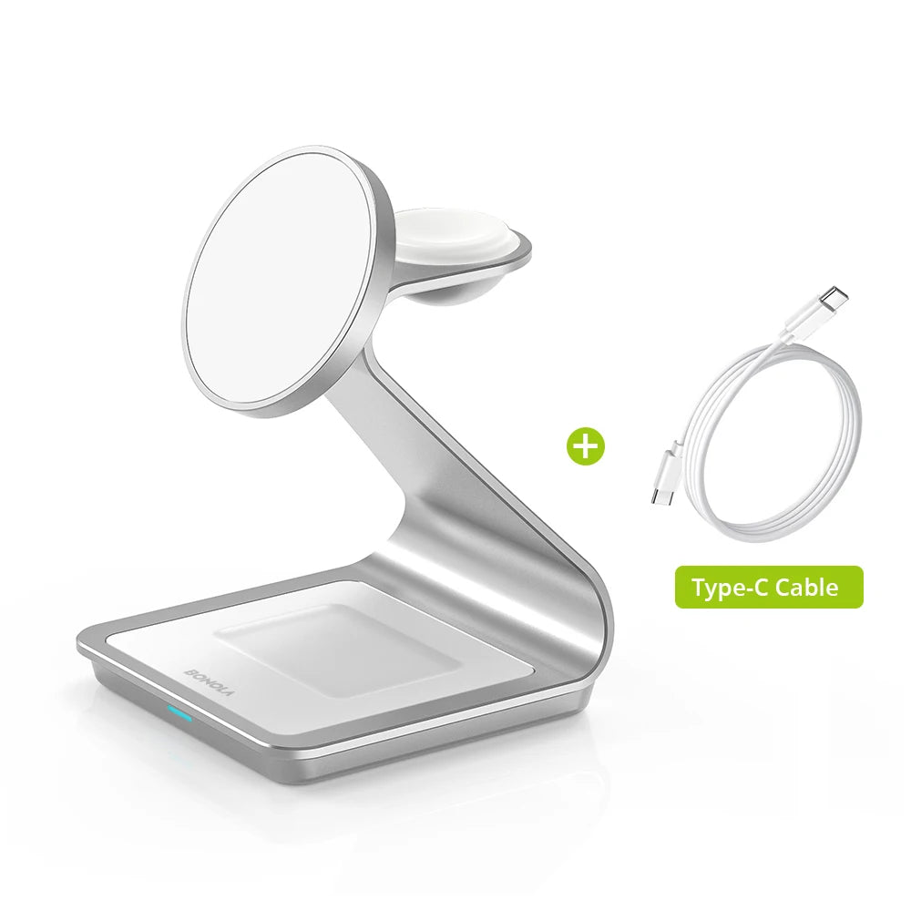 Bonola Magnetic 3 in 1 Wireless Charger for iPhone 17/16/15/13/14/12 30W Wireless Charging Station for Apple Watch/AirPods Pro Quick Pick Grocers