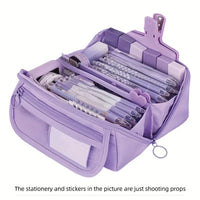 Large Capacity Pencil Case Organizer - Multi-Compartment Desktop Storage for School & Office Supplies ( Pink/Purple/Black) Quick Pick Grocers