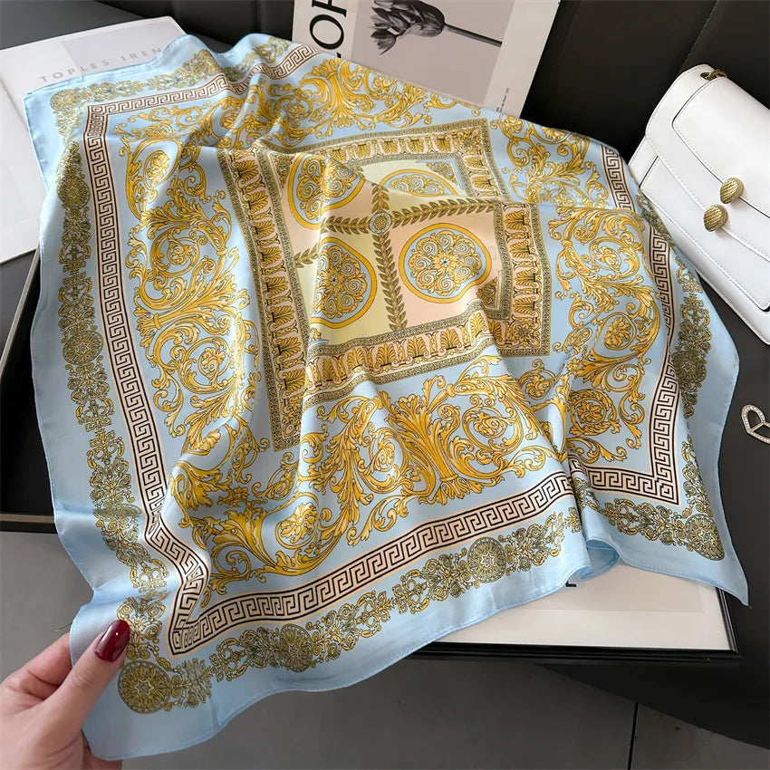 New Four Seasons Fashion Print Silk Square Scarf 70x70cm Fashionable Four Seasons Headband Luxury Sunscreen Shawl Bandannas Quick Pick Grocers