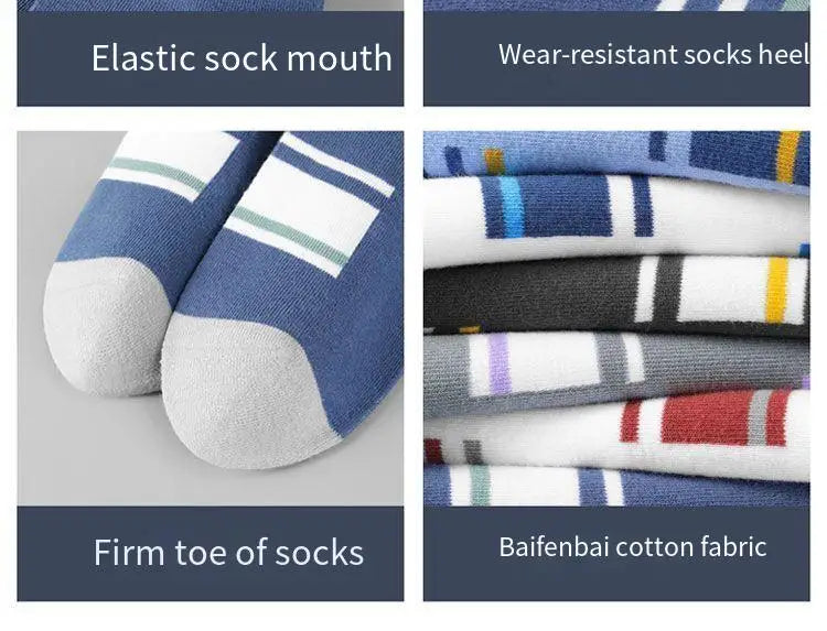 Men's Pure Cotton Socks Spring Striped Casual Socks Men's Anti-odor Antibacterial Business Socks High Quality Sports Sock Meias Quick Pick Grocers