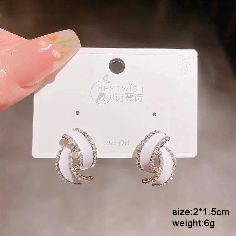 Pure White Women's Dangle Earrings Blooming Flower Acrylic Enamel Butterfly Imitation Pearl Heart Hanging Earrings Elegant brinc Econic Blanks