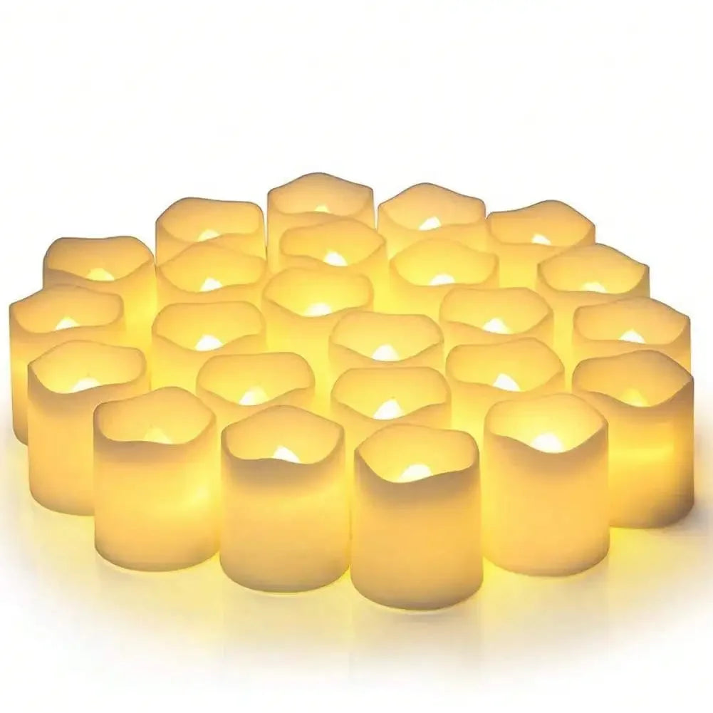 24PCS LED Candle Tea Lights Battery Operated Red Shells Romantic Decoration Flameless  Wedding Party Use Econic Blanks