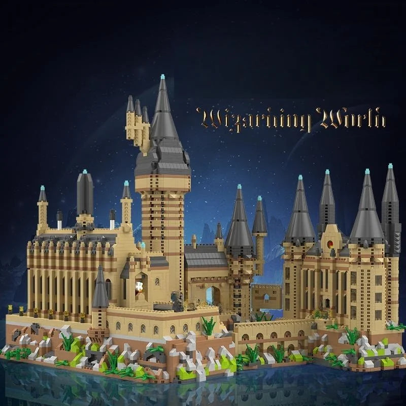 New Magic Castle Micro Building  Blocks Light Up Street View Architecture Creative MOC Model Kit  Kids Christmas Birthday Gifts Purest Peak Salt