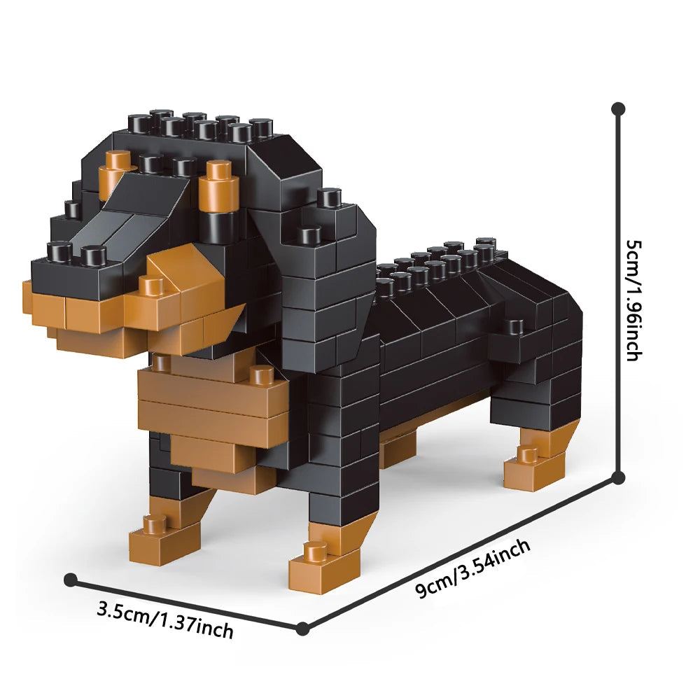 KNEW BUILT Dachshund Dog Model Mini Building Block Toy Set 9 Style for Pet Enthusiasts Teddy Hughes Corgi Collie Pet Style Brick Quick Pick Grocers