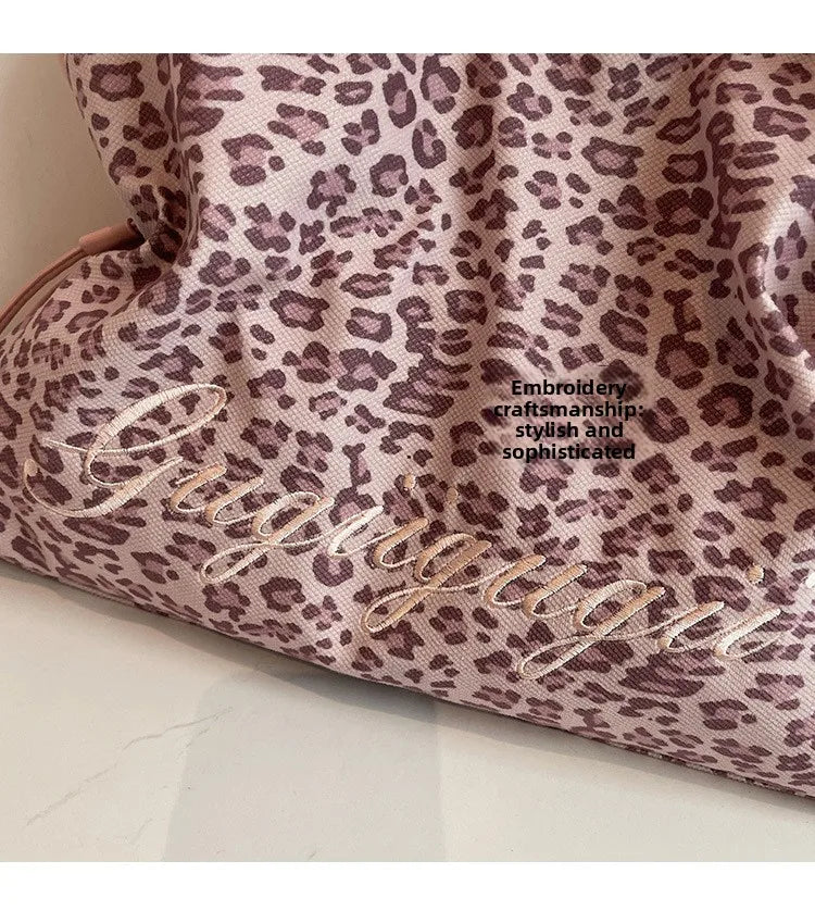Brand Women's Shoulder Bag Y2k Fashion Sweet Polka Dot Handbag Korean Casual Versatile Leopard Print Brown Frosted Tote Bags Quick Pick Grocers