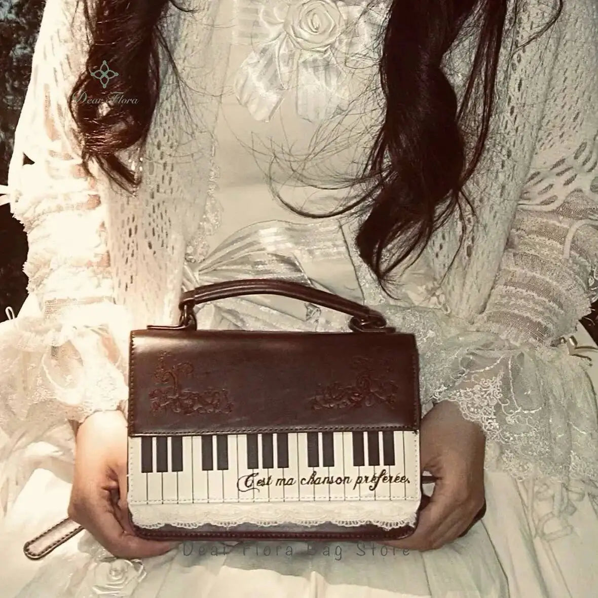 New Vintage Piano Shoulder Bag Womens Brown Crossbody Bag Y2k Girls Transparent Ita Bag Personalized Backpack Aesthetic Handbags Quick Pick Grocers