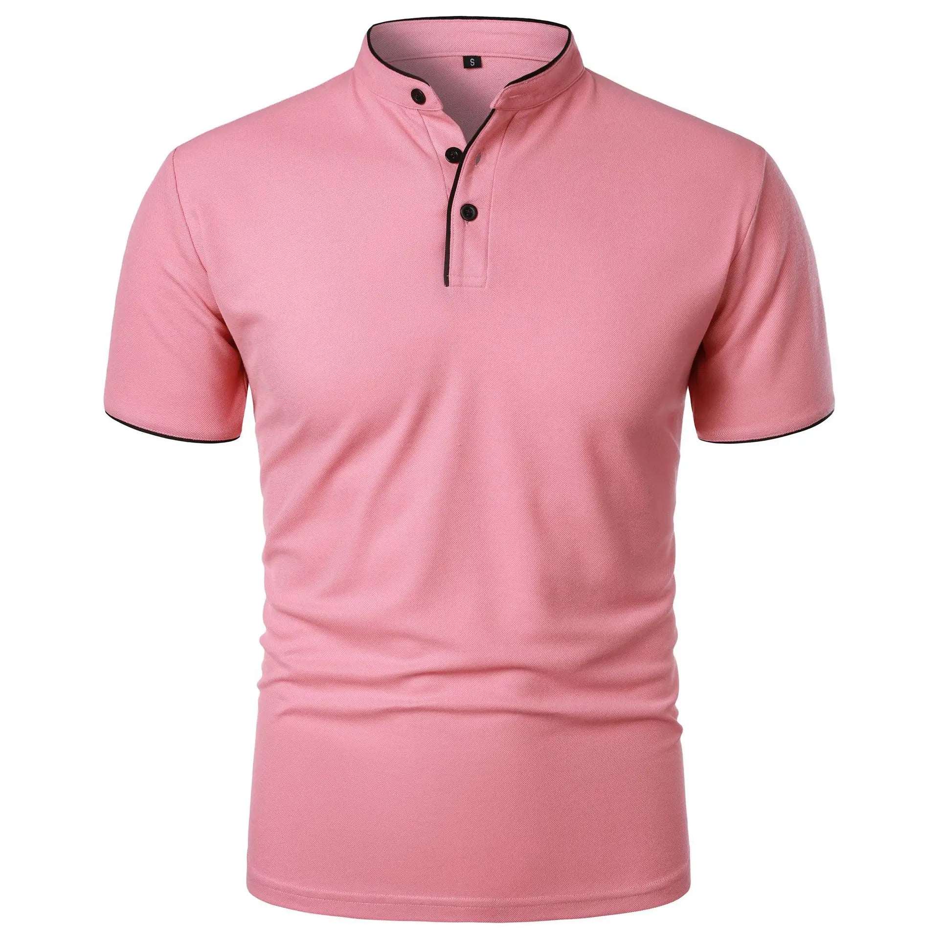 Summer Men's Short Sleeve Collar Tshirts New Solid Color Casual Polo Shirt Trendy Breathable Loose Basic Splice Top Quick Pick Grocers