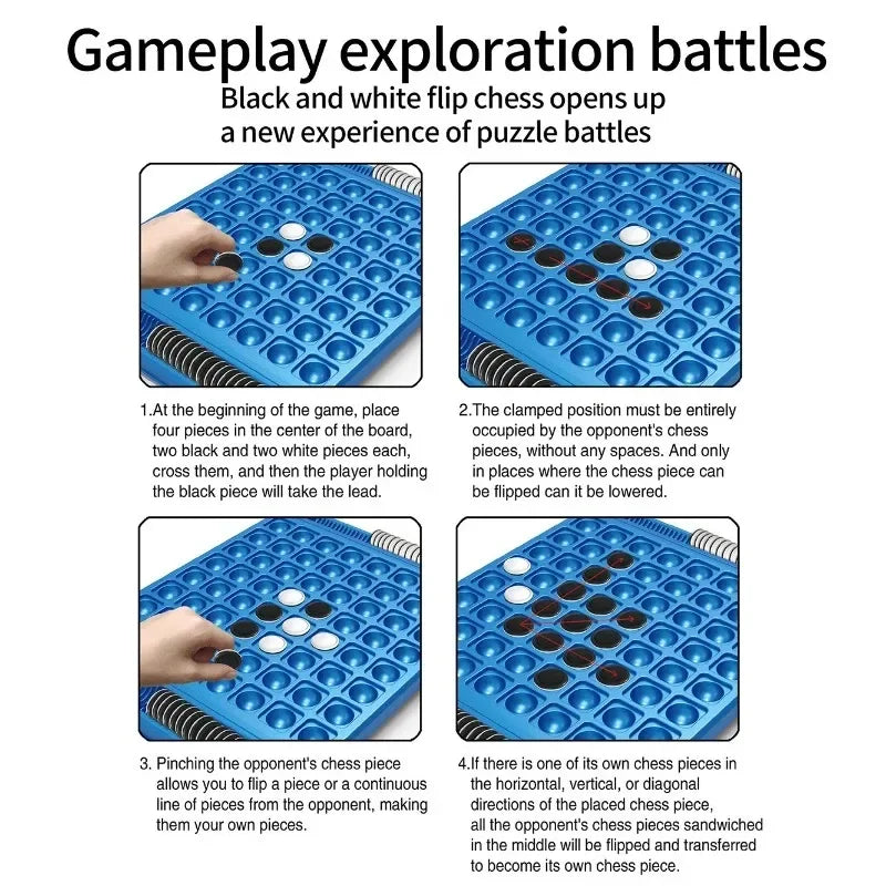 Dual-Side Flip Board Strategy Game for 2 Players Logic Training Educat for 2 Players Logic Training Educational Brain Teaser Toy Quick Pick Grocers