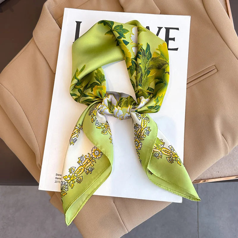 2025 New Fashion 70X70cmPrinted Women's Scarf Pashmina Silk Scarf Square Shawl Decorative Headband Neck Luxury Design Bandana Quick Pick Grocers