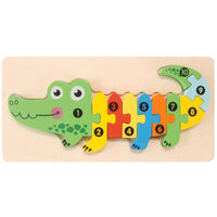 3D Stereoscopic Montessori Wooden Puzzle Cartoon Dinosaur Animal Shape Color Cognitive Educational Game Toy Kids Birthday Gift Purest Peak