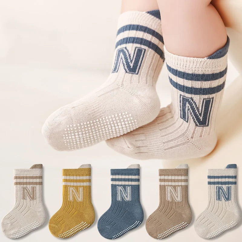 3Pairs/lot Children's Socks For Boys Girls Cotton Letter Kids Socks Casual Sport Girl Boy Toddler Baby Floor Short Sock Non-slip Quick Pick Grocers