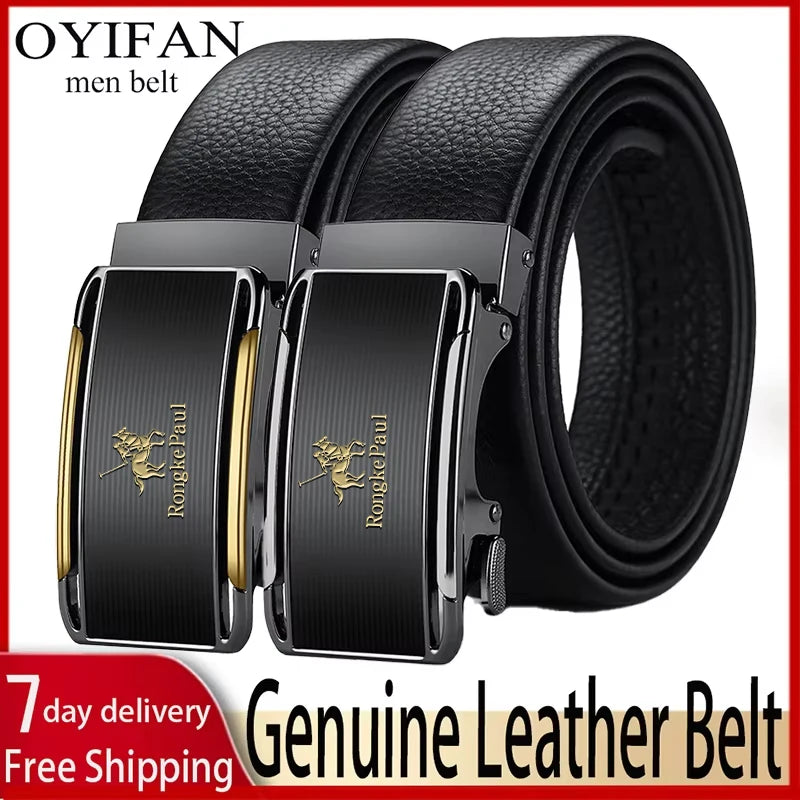 OYIFAN Men Belt Genuine Leather Belt for men Automatic belts Adjustable waistband Business belts 허리띠 Quick Pick Grocers
