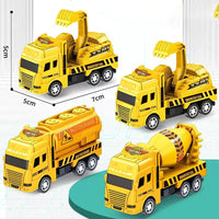 4 Pack Pull Back Cars, Friction Powered Toy Vehicles Construction Set - Dump Truck Crane for Toddlers Boys Girls Gift Quick Pick Grocers