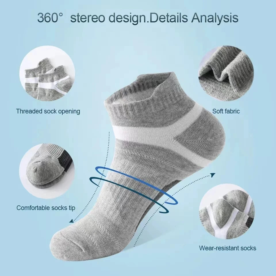 5 Pairs High Quality Socks Men Summer Outdoor Casual Cotton Socks Short Breathable Black Ankle Socks Run Sports Socks Size 38-45 Quick Pick Grocers
