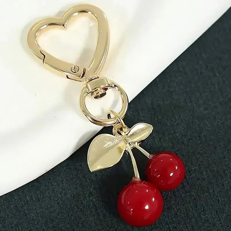 Cherry Blossom Heart-Shaped Bag Charm Durable Lobster Clasp DIY Bag Accessory Perfect Gift for Women Romantic Token of Love Quick Pick Grocers