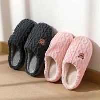 Winter Fluffy Shoes Women Cotton Slippers Cartoon Bear Thick Sole Warm Slides Men Female Couple House Indoor Plush Flat Shoes Purest Peak