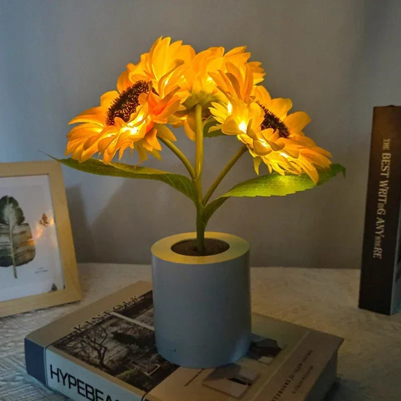 3 LED Night Light Rechargeable Sunflower Lights Interior Lighting Bedroom Bedside Desktop Decoration Table Lamp Night Lamps Quick Pick Grocers
