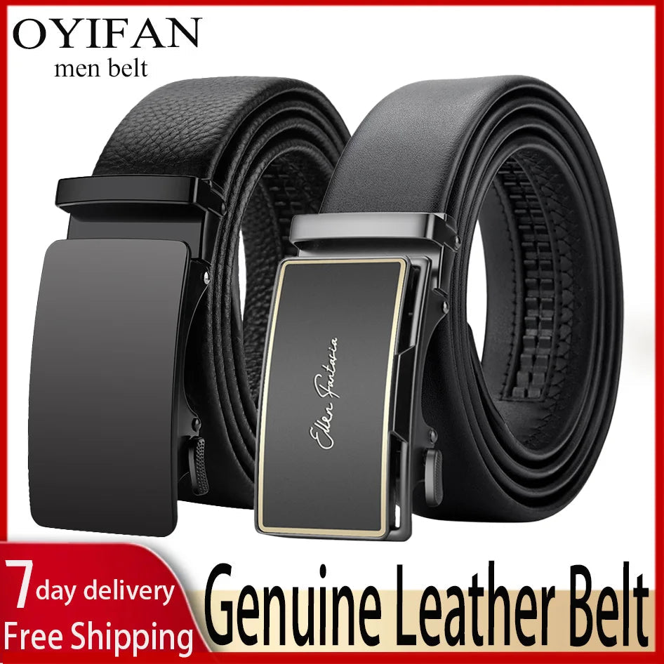 OYIFAN Men Belt Genuine Leather Belt for men Automatic belts Adjustable waistband Business belts 허리띠 Quick Pick Grocers