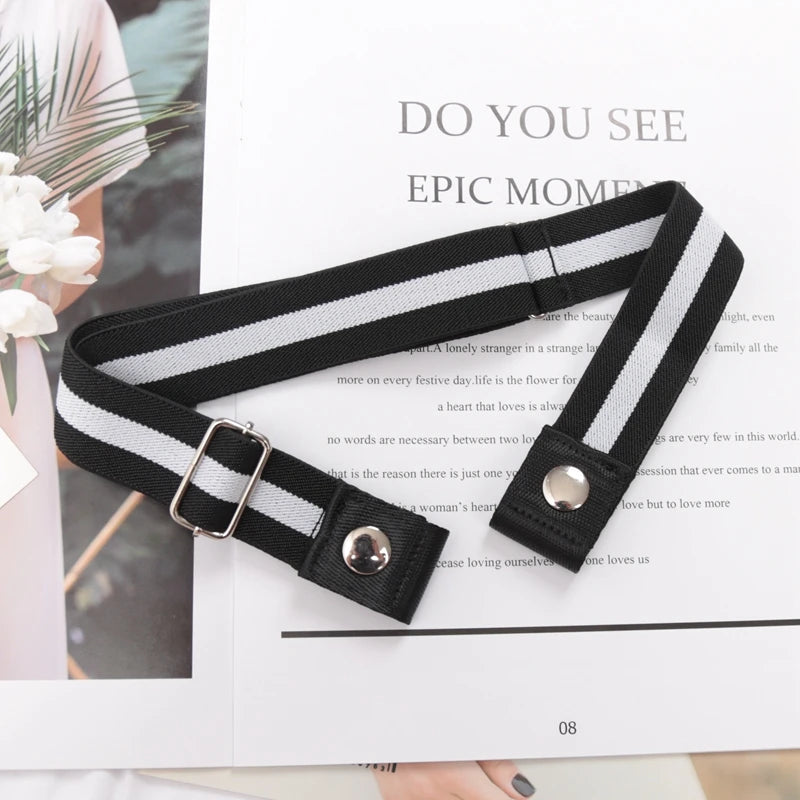 Elastic Belt Without Buckle Canvas Women Buckle Free Belt Ladies Jeans Pants Waist Lazy Belt Stretch No Buckle Invisible Belt Quick Pick Grocers