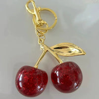 Trendy Red Cherry Pendant Keychain for Women Cute Bag Decorations Multifunctional Jewelry Car Key Accessories Charm Keyring Gift Quick Pick Grocers