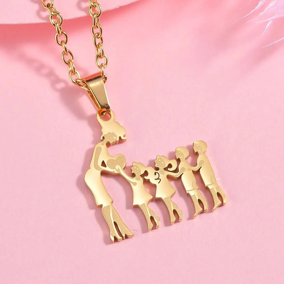 Girls Boy Children Stainless Steel Family Necklaces Mama Pendants Necklace Birthday Gifts For Women Jewelry Mother's Day Jewelry Quick Pick Grocers