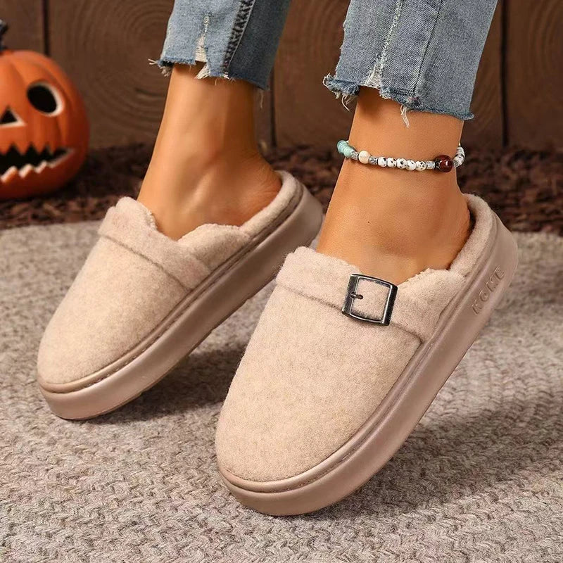 Winter Women's Slippers Home Plush Luxury Designer Woman Shoes Indoor Fluffy Fashion Platform Fuzzy Fur Slides Elegant Flat Soft Purest Peak