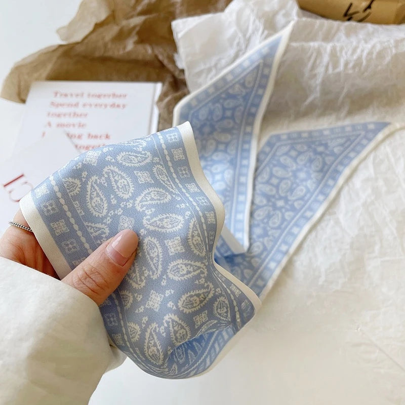 Cashew flower silk scarf, double-sided printed headband, ins decoration, versatile triangle scarf accessories Quick Pick Grocers
