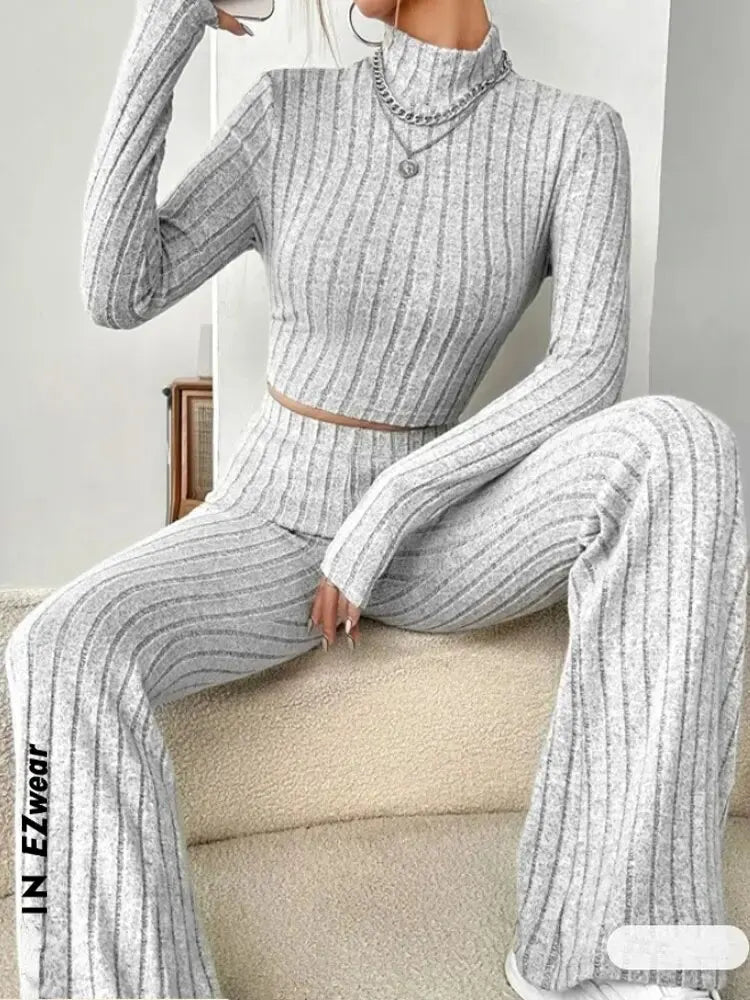 Stand Collar Navel T-shirt and Trumpet pants Quick Pick Grocers