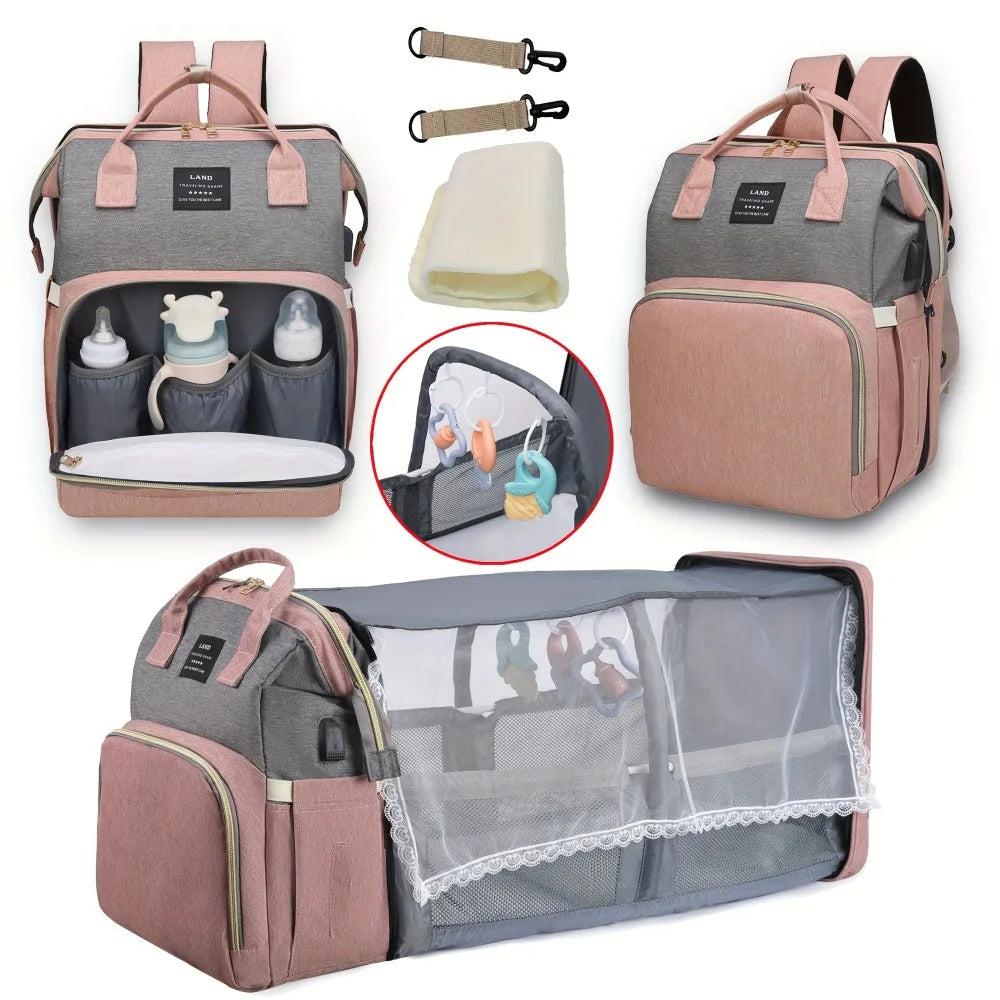 Mommy Bag Lightweight Portable Folding Crib Bed Large-capacity Travel Maternity Bags Baby Backpack Female Mommy Outting Bag Econic Blanks