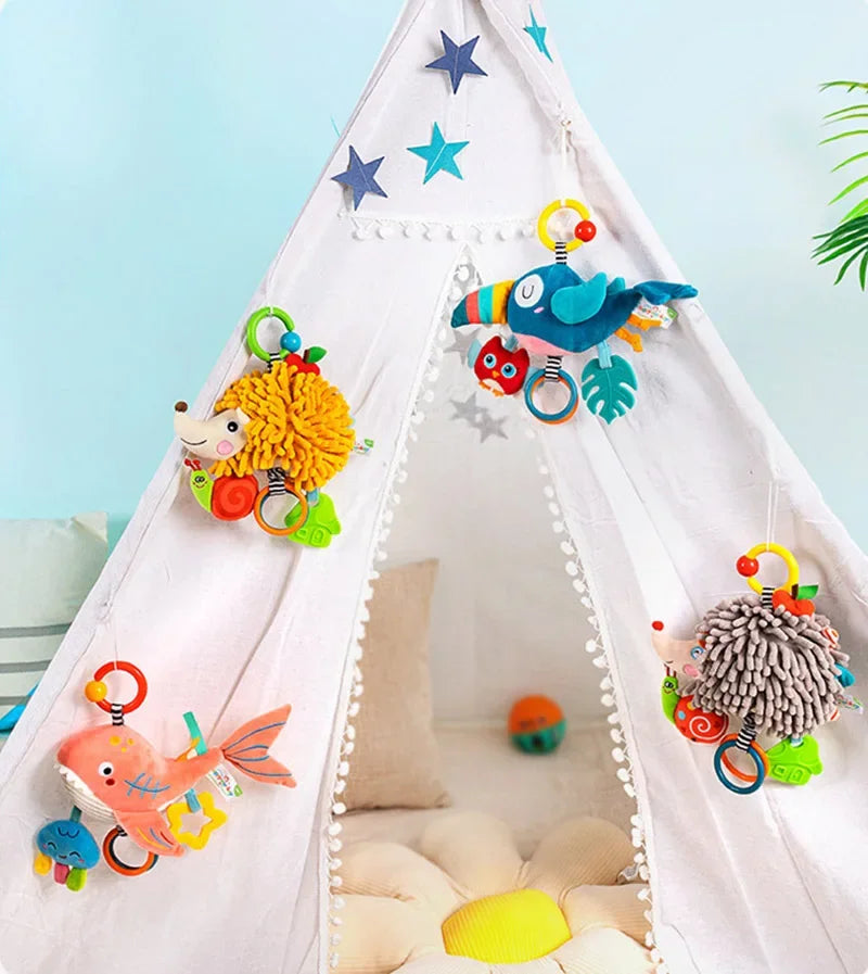 Soft Infant Crib Bed Stroller Mobile Hanging Rattle Baby Educational Toys Brain Developmental Hand Grip Cute Stuffed Animal Toys Purest Peak