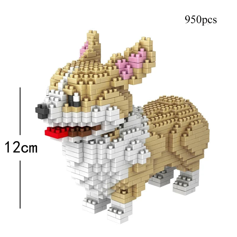KNEW BUILT Dachshund Dog Model Mini Building Block Toy Set 9 Style for Pet Enthusiasts Teddy Hughes Corgi Collie Pet Style Brick Quick Pick Grocers