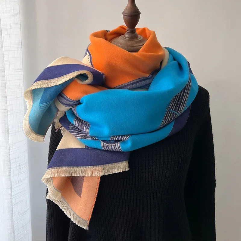 Thick Winter Scarf for Women, Luxury Cashmere Pashmina Shawl Wrap, Warm Long Tassel Neckerchief Quick Pick Grocers