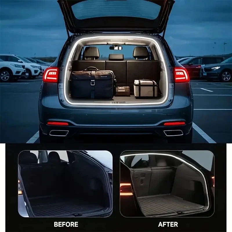 LED Car Trunk Light Strip Automatic On/Off Sensor Ambient Light Bar Waterproof Concealed Installation for Auto Decor Accessories Econic Blanks