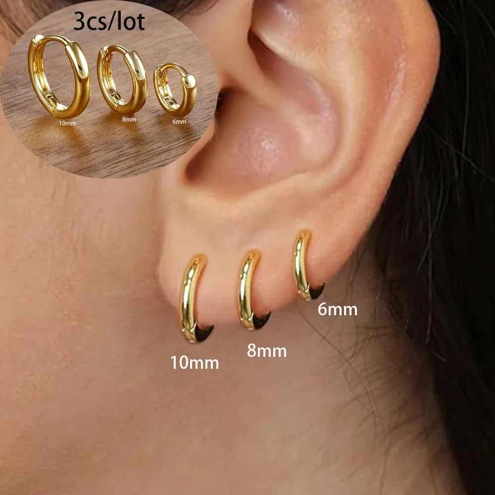 3 Piece Fashion Stainless Steel Round Star Drop Earrings Set for Women 18K Gold Plated Dangle Earring Punk Unisex Rock  Jewelry Econic Blanks