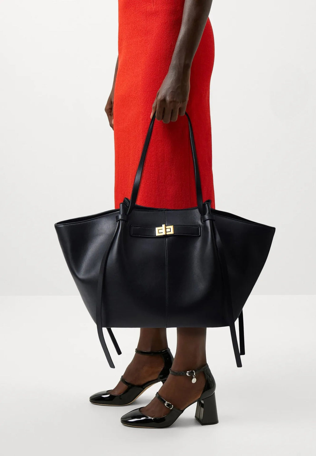 Fashion Large Capacity Trapeze Women Shoulder Bags Designer Metal Lock Handbags High-Quality Pu Leather Big Tote Commute Bag Quick Pick Grocers