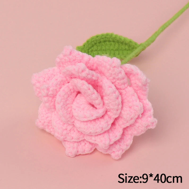 1pc Tulip Crochet Flowers Artificial Woven Flowers Handmade Tulipanes Wedding Gift for Guest Home Decoration Mother's Day Gift Quick Pick Grocers