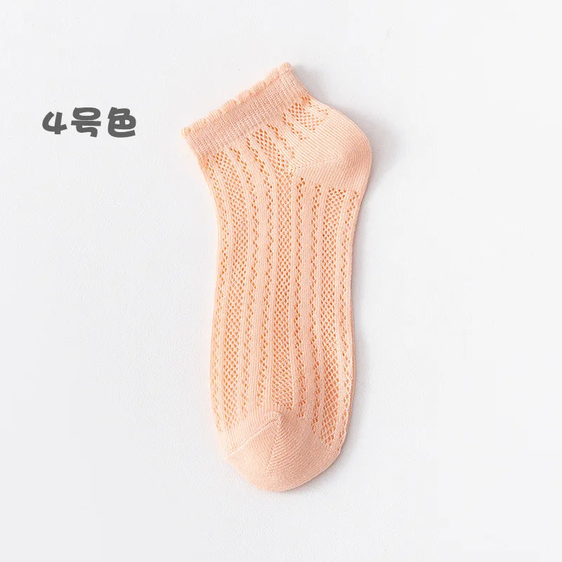 Fashionable Summer Soft Short Socks for Women Thin Mesh Sock Breathable Feature Sweet Hollow Out Design White Lace Ankle Socks Quick Pick Grocers