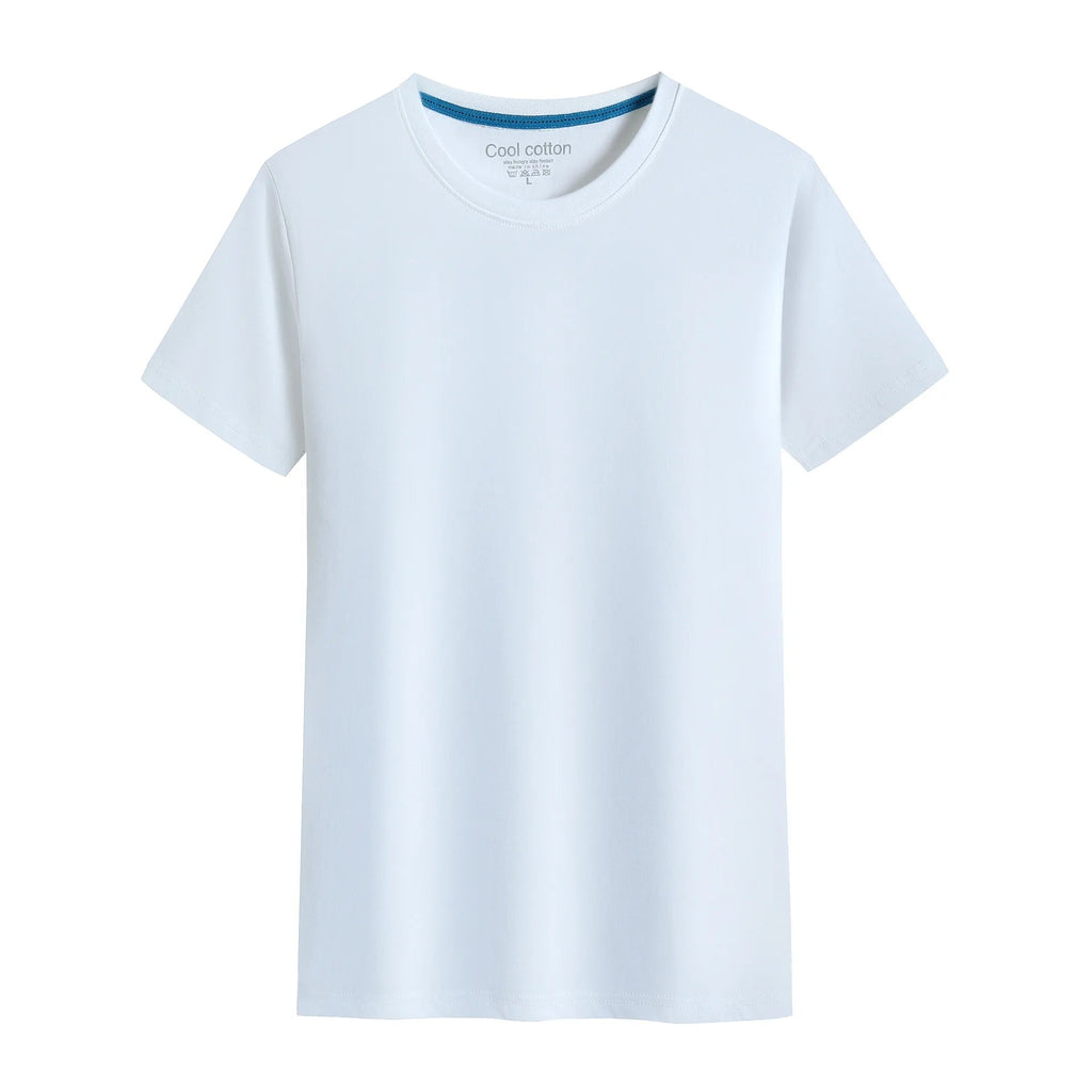 2026 Brand New 100% Cotton Mens T-shirt Pure Color Men T Shirts Round Collar Short-Sleeve Man T-shirt Top Tees For Male Clothes Quick Pick Grocers